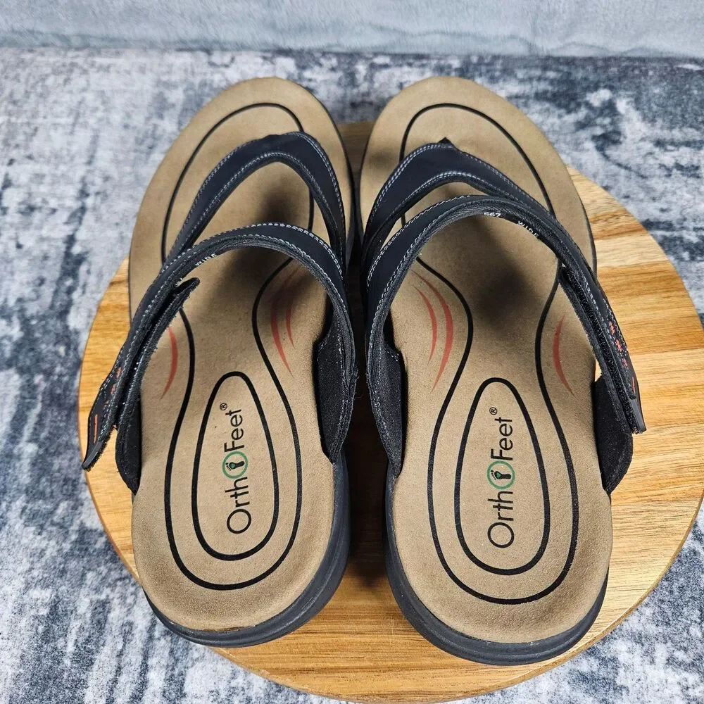 Orthofeet El Dorado Sandals Adjustable Hook Loop Flip Flop Men's Size 13 Wide